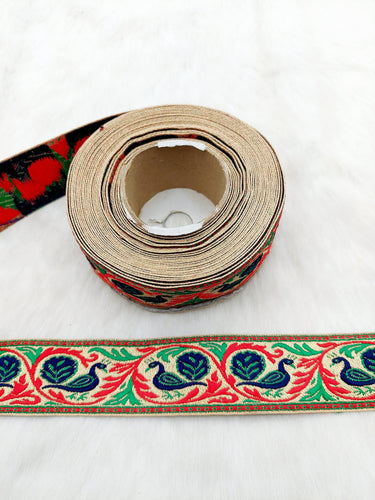 Polyester Jacquard Saree Border, Birds Woven Thread Work Trim, Jacquard Trimming Decorative Trim